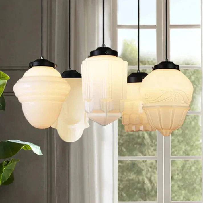 Vintage Milk Glass Jar Pendant