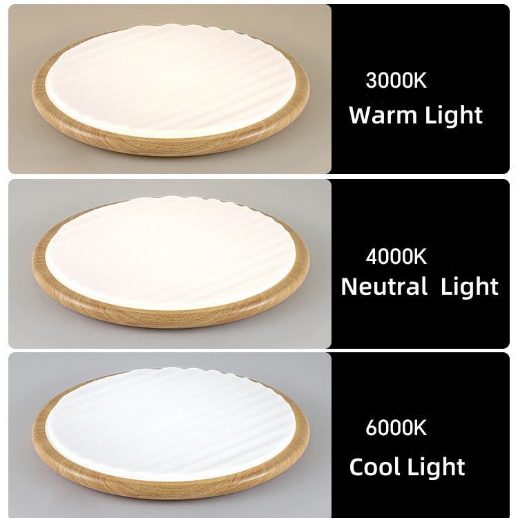 Round Pleated Wood LED Ceiling Light