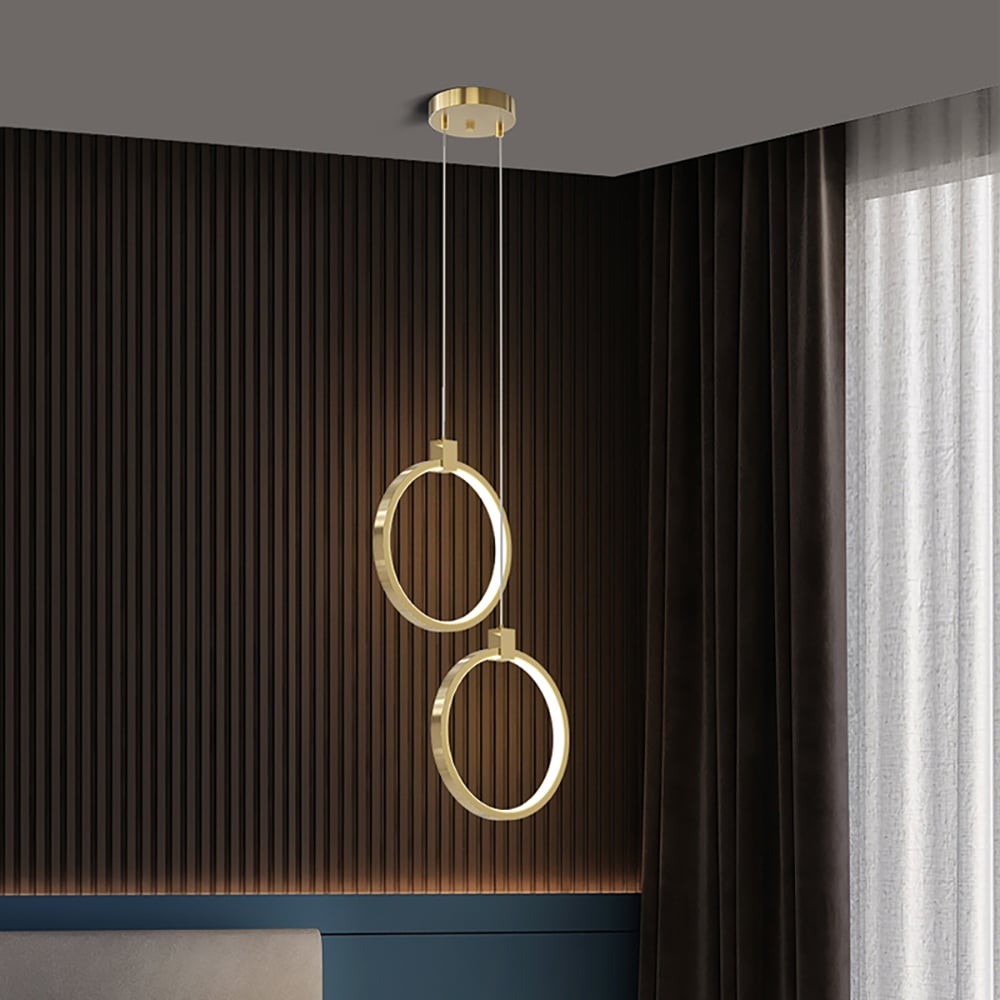 Charmed 2-Ring Brass Pendant Lamp