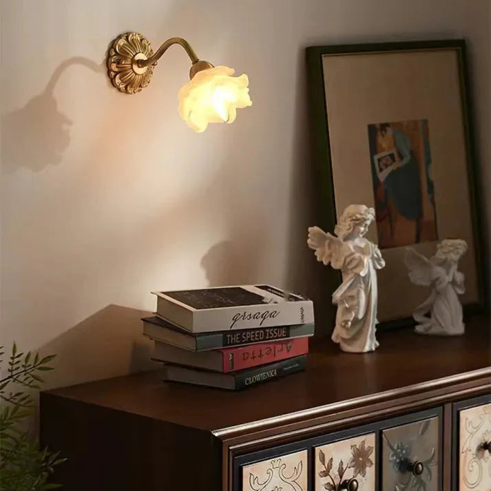 Vintage Copper Petal Glass Wall Light