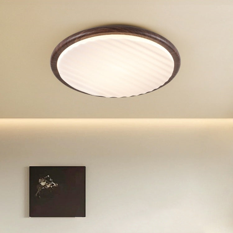 Round Pleated Wood LED Ceiling Light