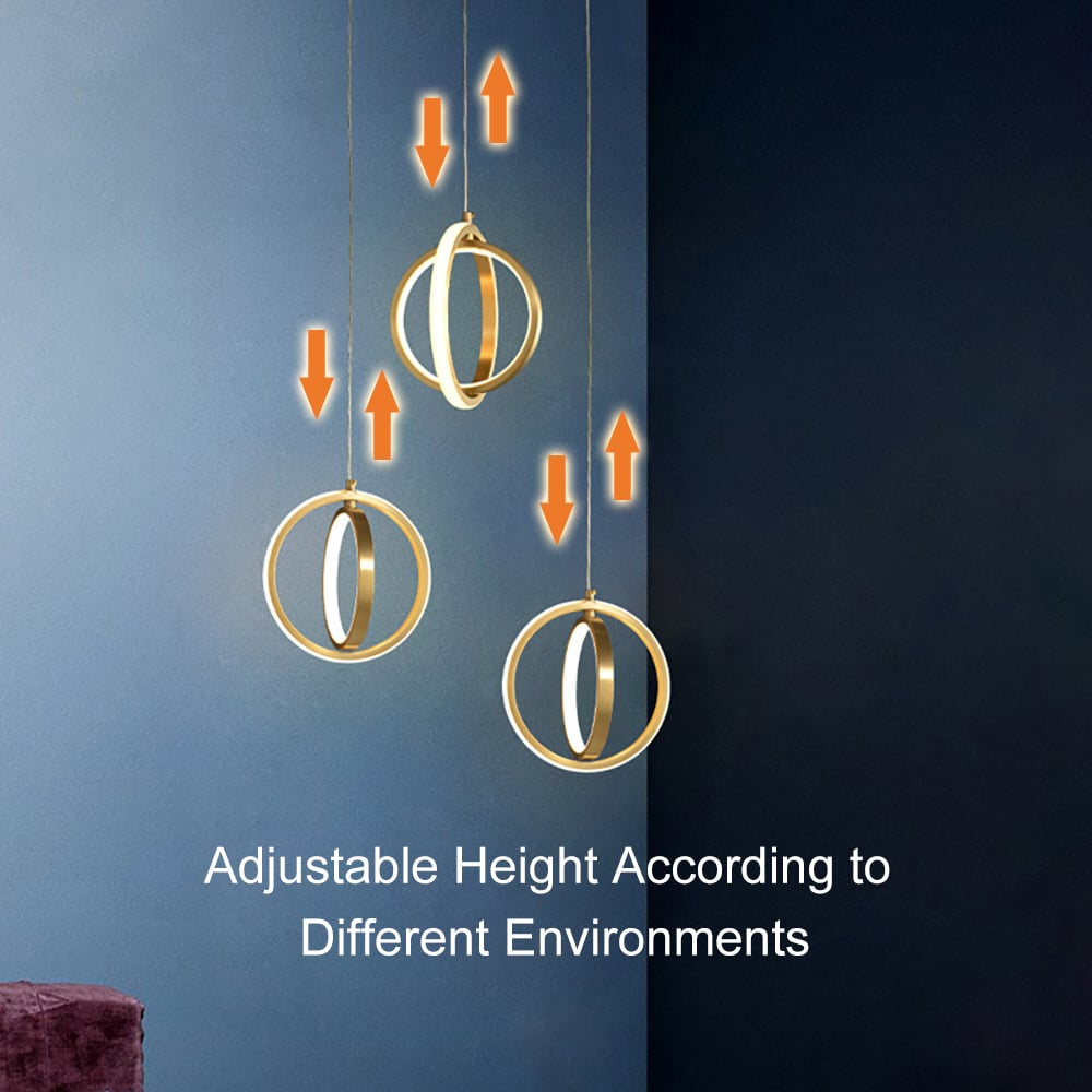 Gold 2-Ring LED Pendant Lamp