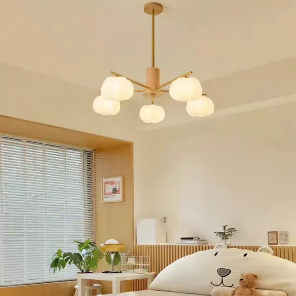 Wooden Cotton Ball Chandelier