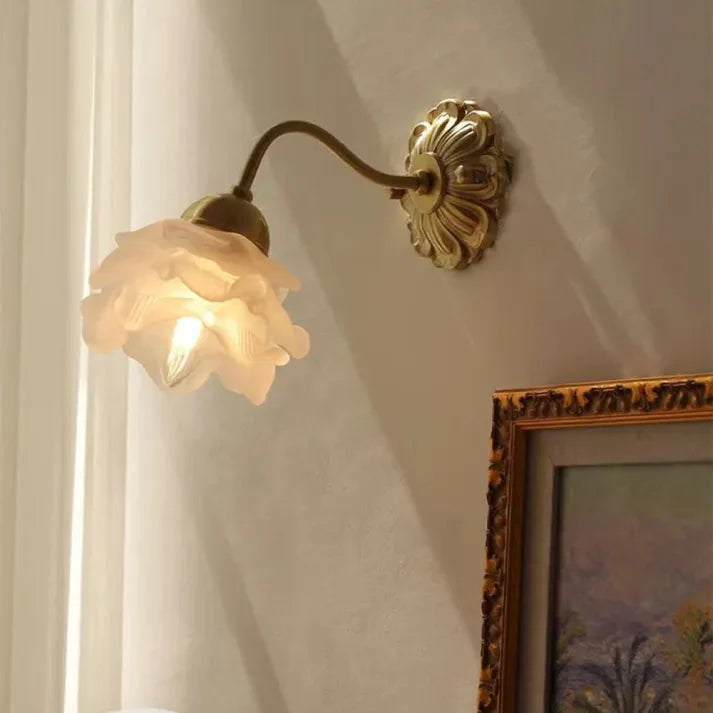 Vintage Copper Petal Glass Wall Light