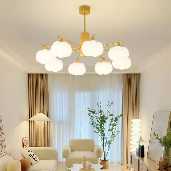 Wooden Cotton Ball Chandelier