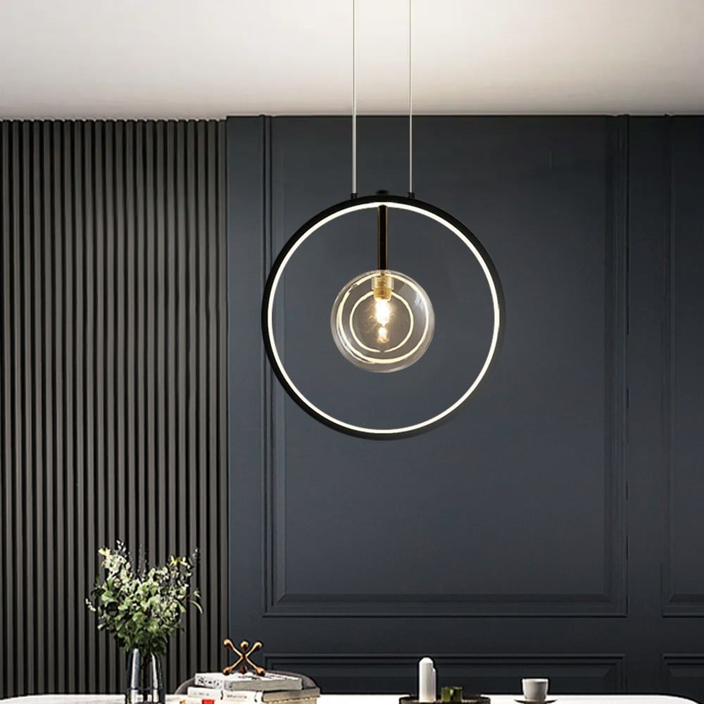 Black Glass Globe LED Pendant