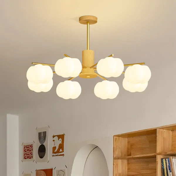 Wooden Cotton Ball Chandelier