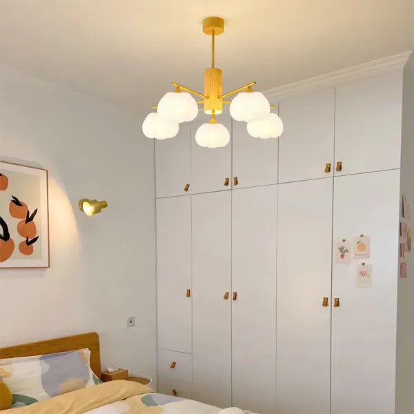 Wooden Cotton Ball Chandelier