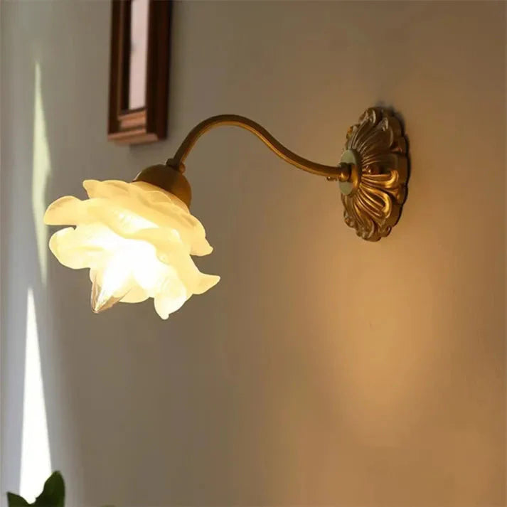 Vintage Copper Petal Glass Wall Light