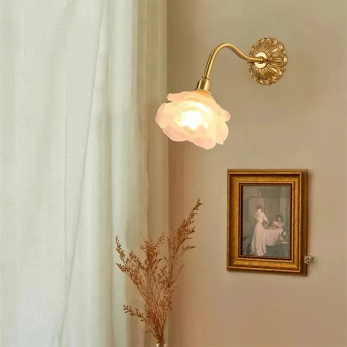 Vintage Copper Petal Glass Wall Light