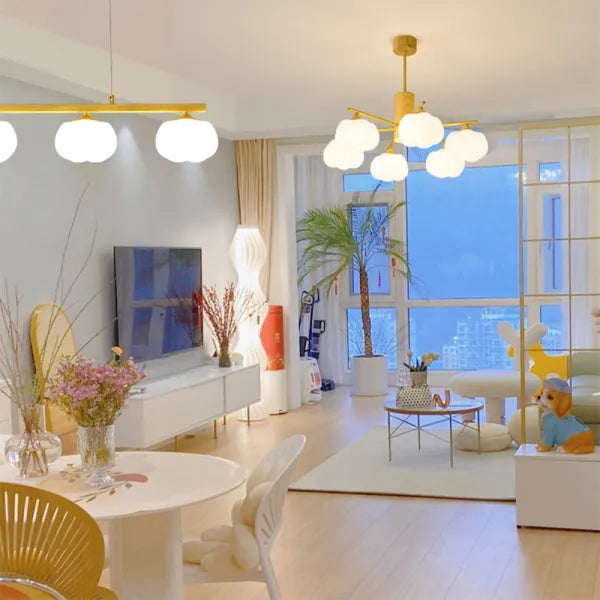 Wooden Cotton Ball Chandelier