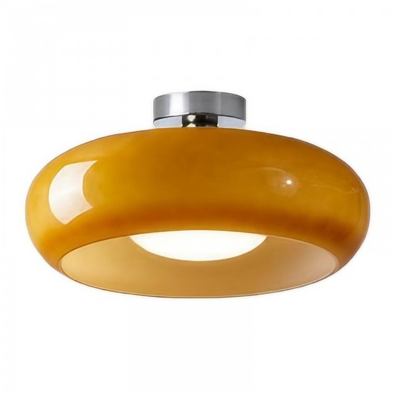 Retro Amber Round Glass Ceiling Light