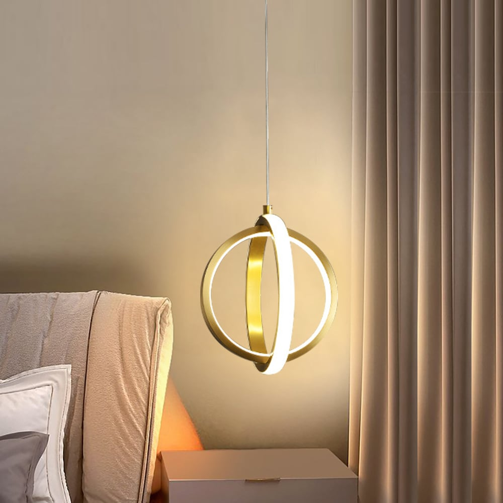 Gold 2-Ring LED Pendant Lamp