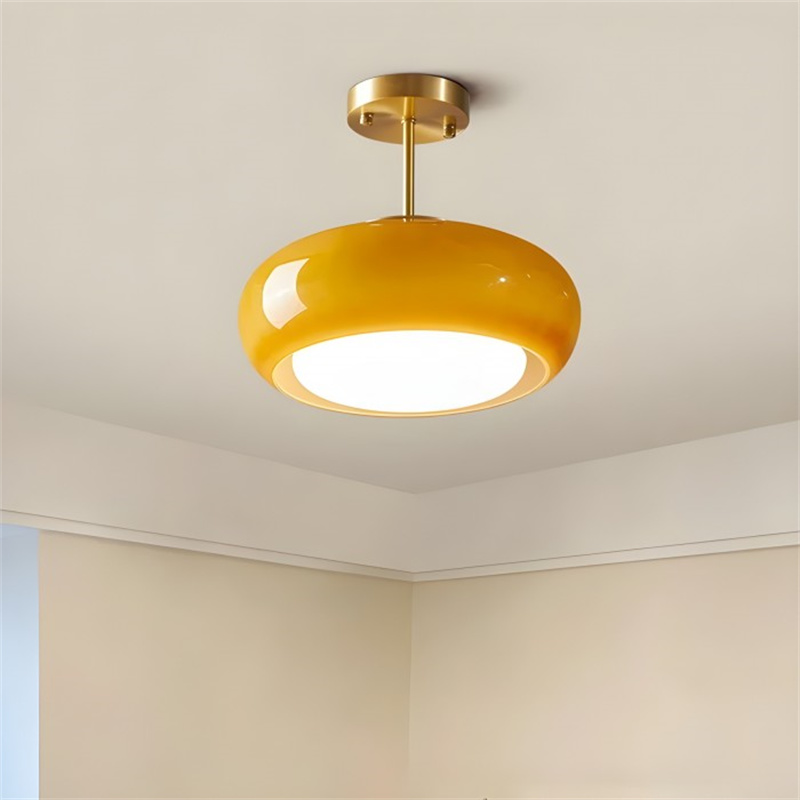 Retro Amber Round Glass Ceiling Light