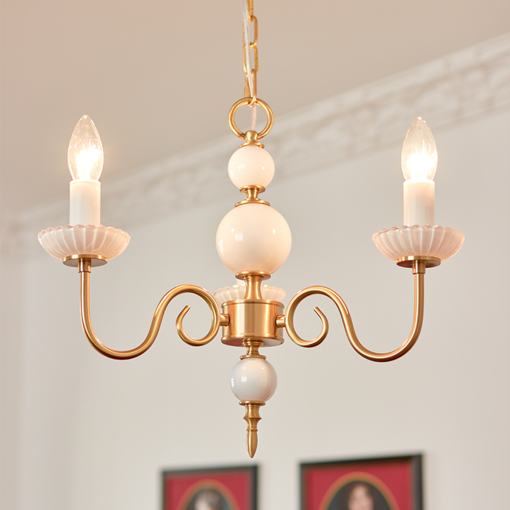 Cream Glass Retro Metal Chandelier