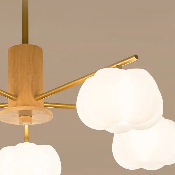 Wooden Cotton Ball Chandelier