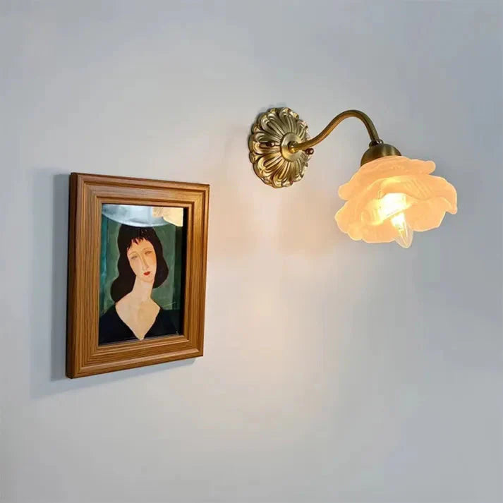 Vintage Copper Petal Glass Wall Light