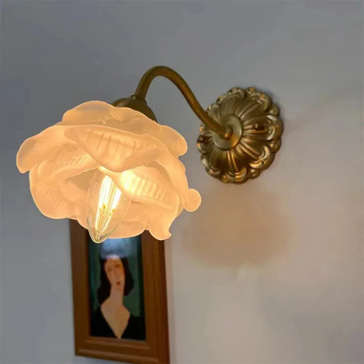 Vintage Copper Petal Glass Wall Light