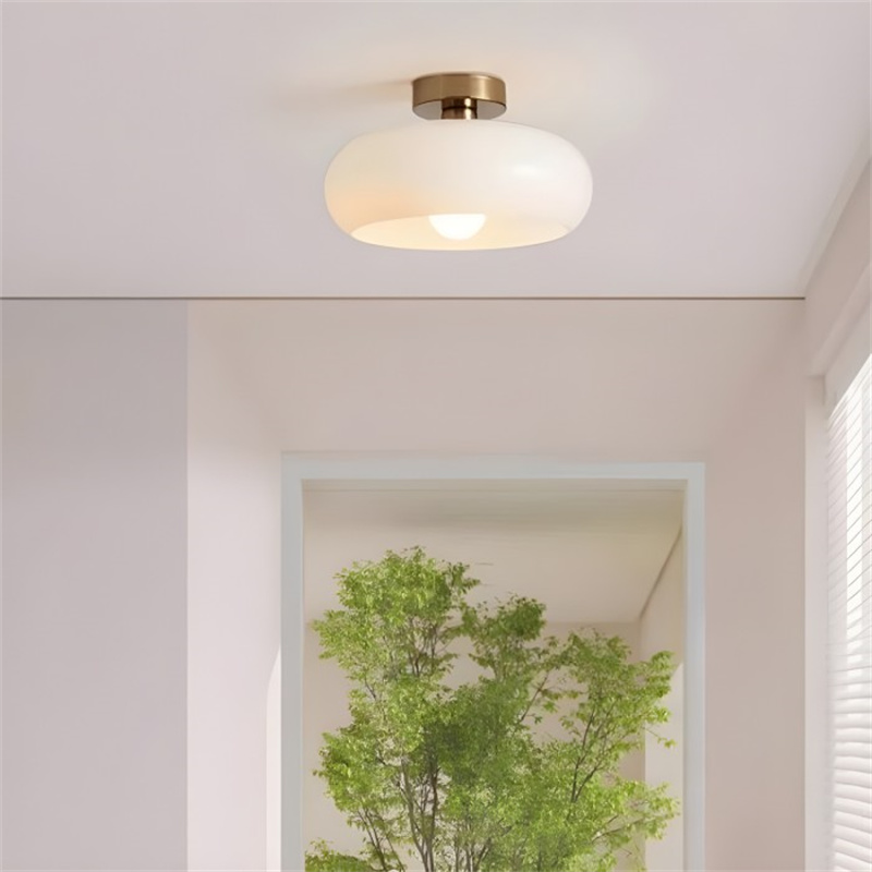 Retro Amber Round Glass Ceiling Light