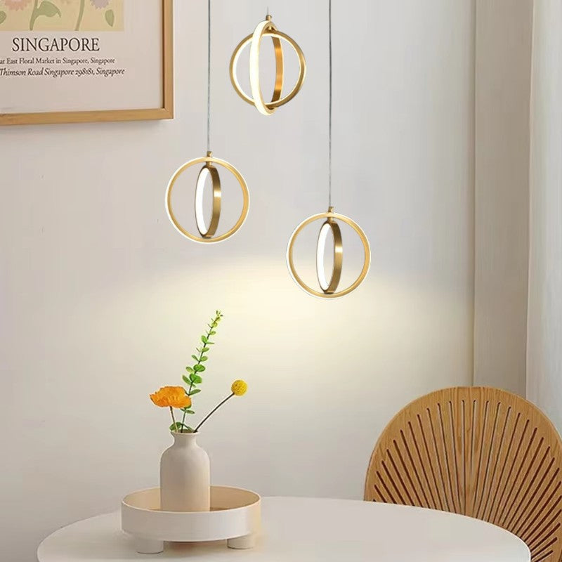 Gold 2-Ring LED Pendant Lamp