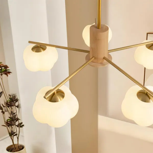 Wooden Cotton Ball Chandelier