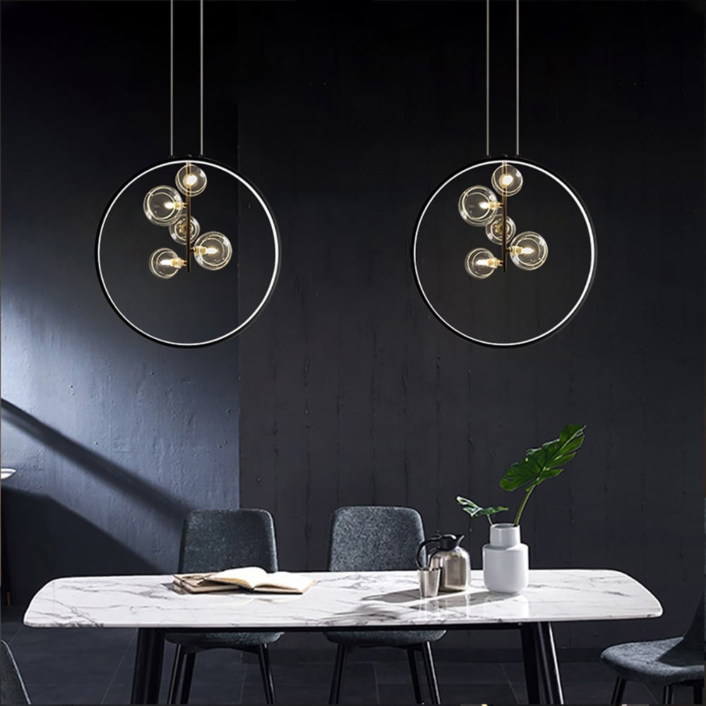 Black Glass Globe LED Pendant