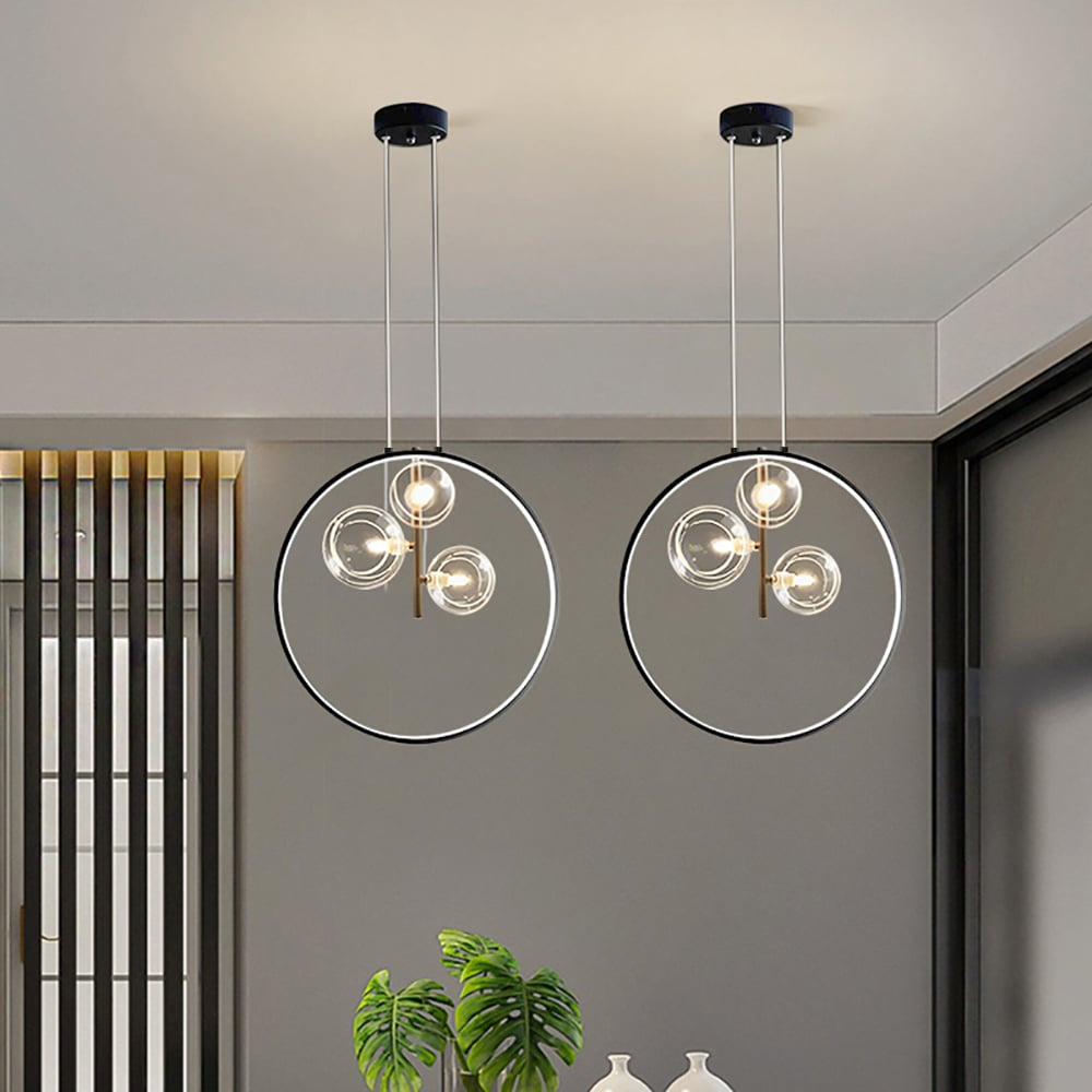 Black Glass Globe LED Pendant