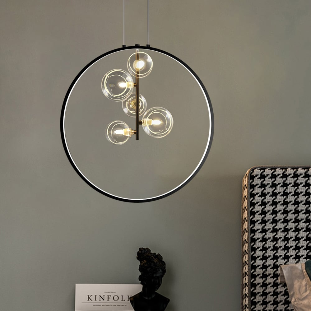 Black Glass Globe LED Pendant