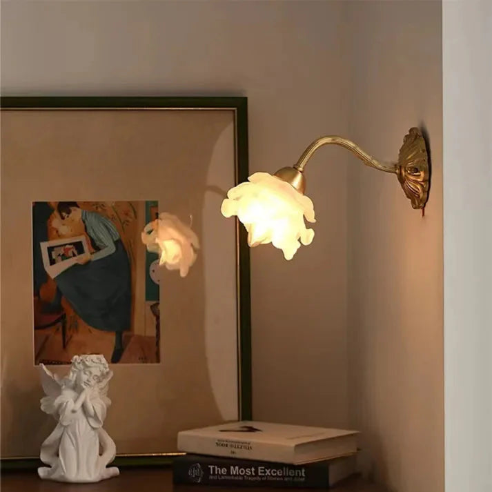 Vintage Copper Petal Glass Wall Light