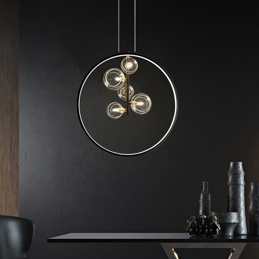 Black Glass Globe LED Pendant