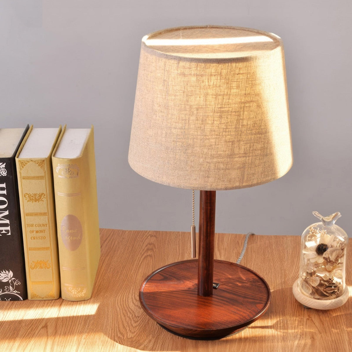 Gentle Glow Walnut Lamp