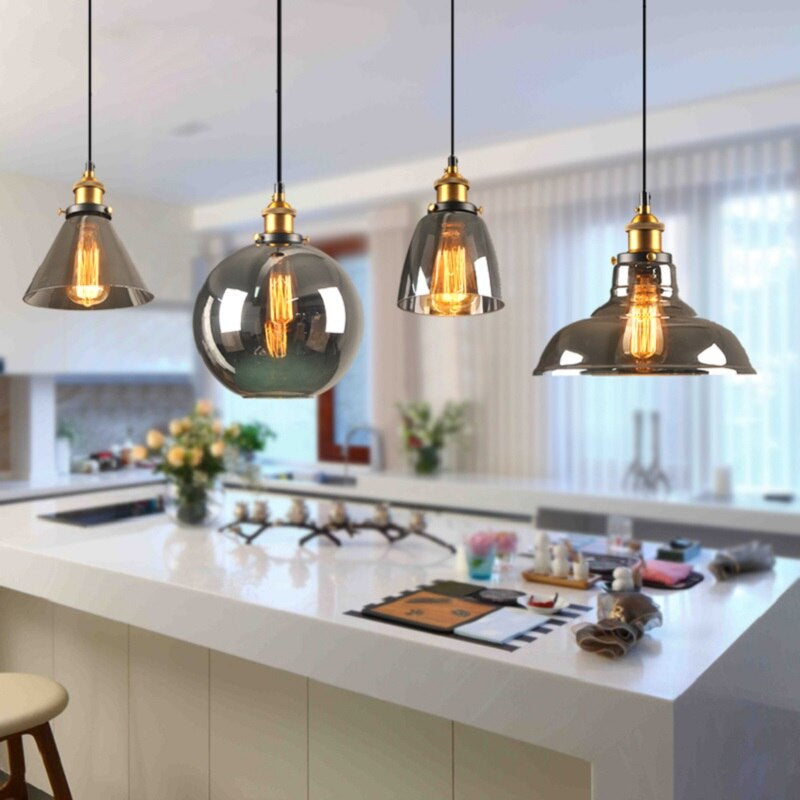 Antique Vintage Glass Pendant Light