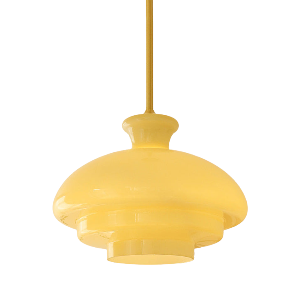 Bauhaus Cream Yellow Glass Pendant