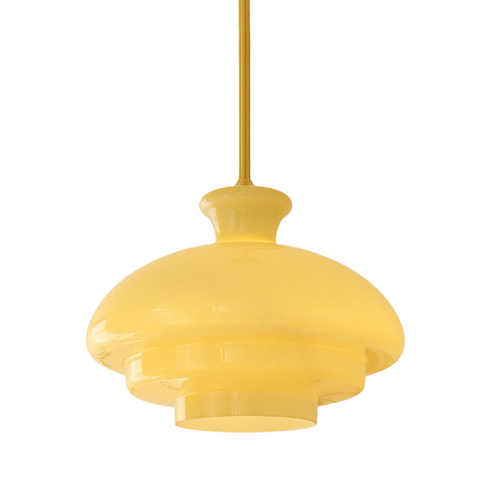 Bauhaus Cream Yellow Glass Pendant