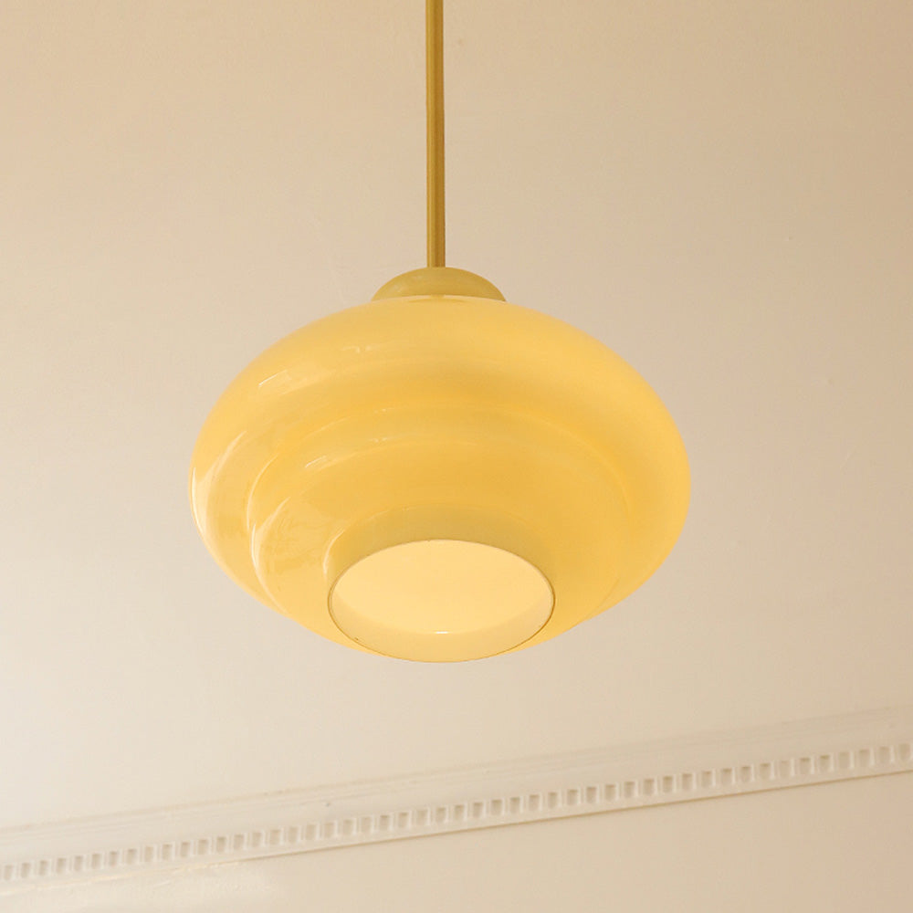Bauhaus Cream Yellow Glass Pendant
