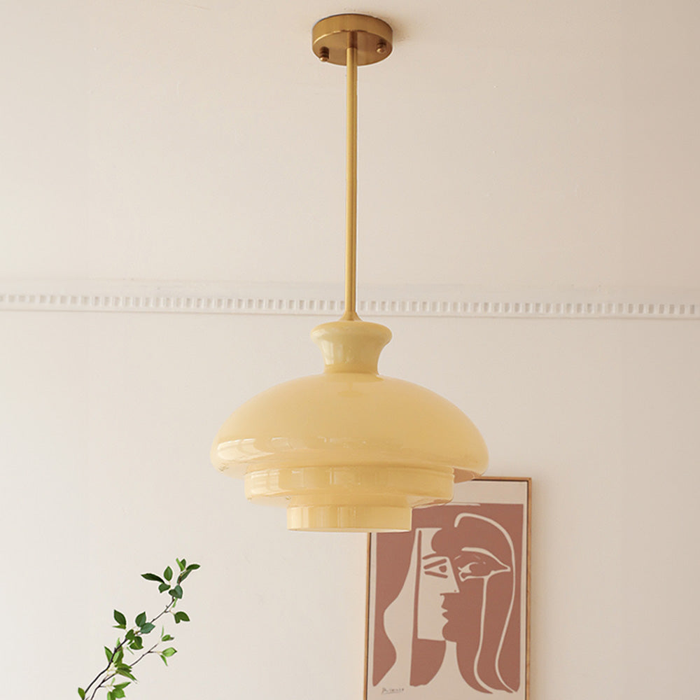 Bauhaus Cream Yellow Glass Pendant