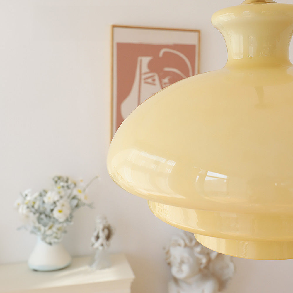 Bauhaus Cream Yellow Glass Pendant