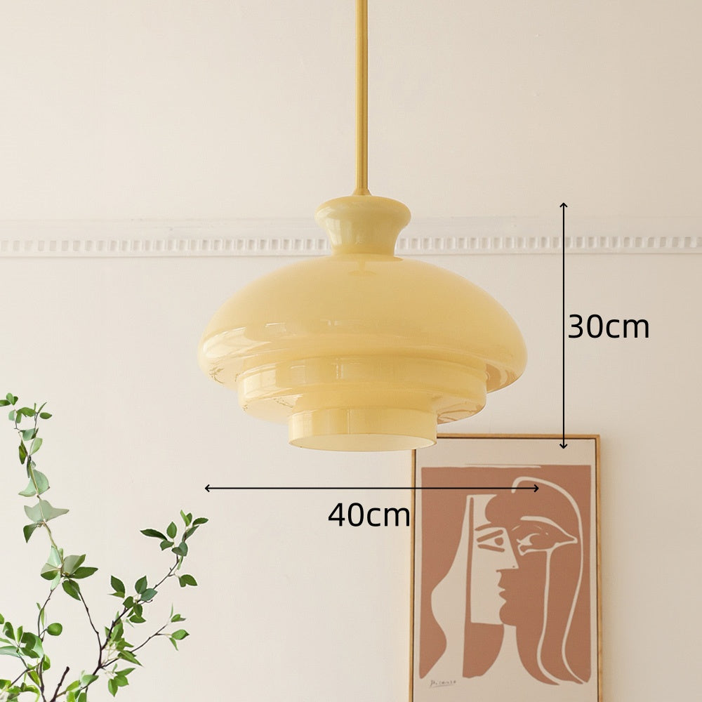 Bauhaus Cream Yellow Glass Pendant
