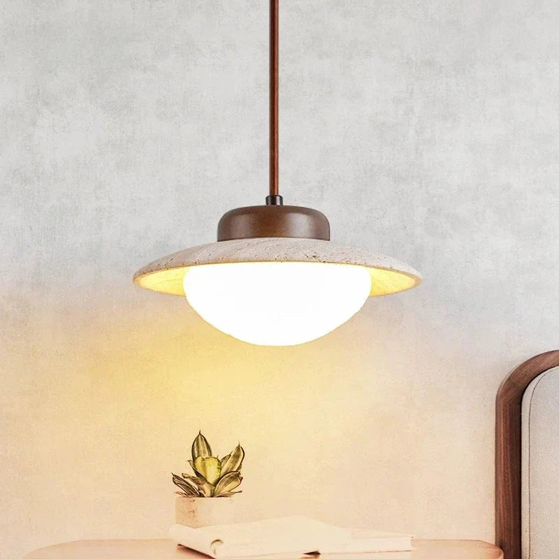 Walnut & Stone Pendant Light