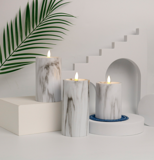 Candlylight Marble LED Candle Set of 3