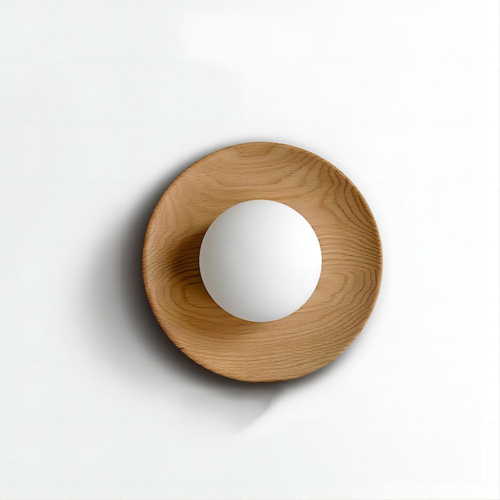 Natural Wood White Wall Light