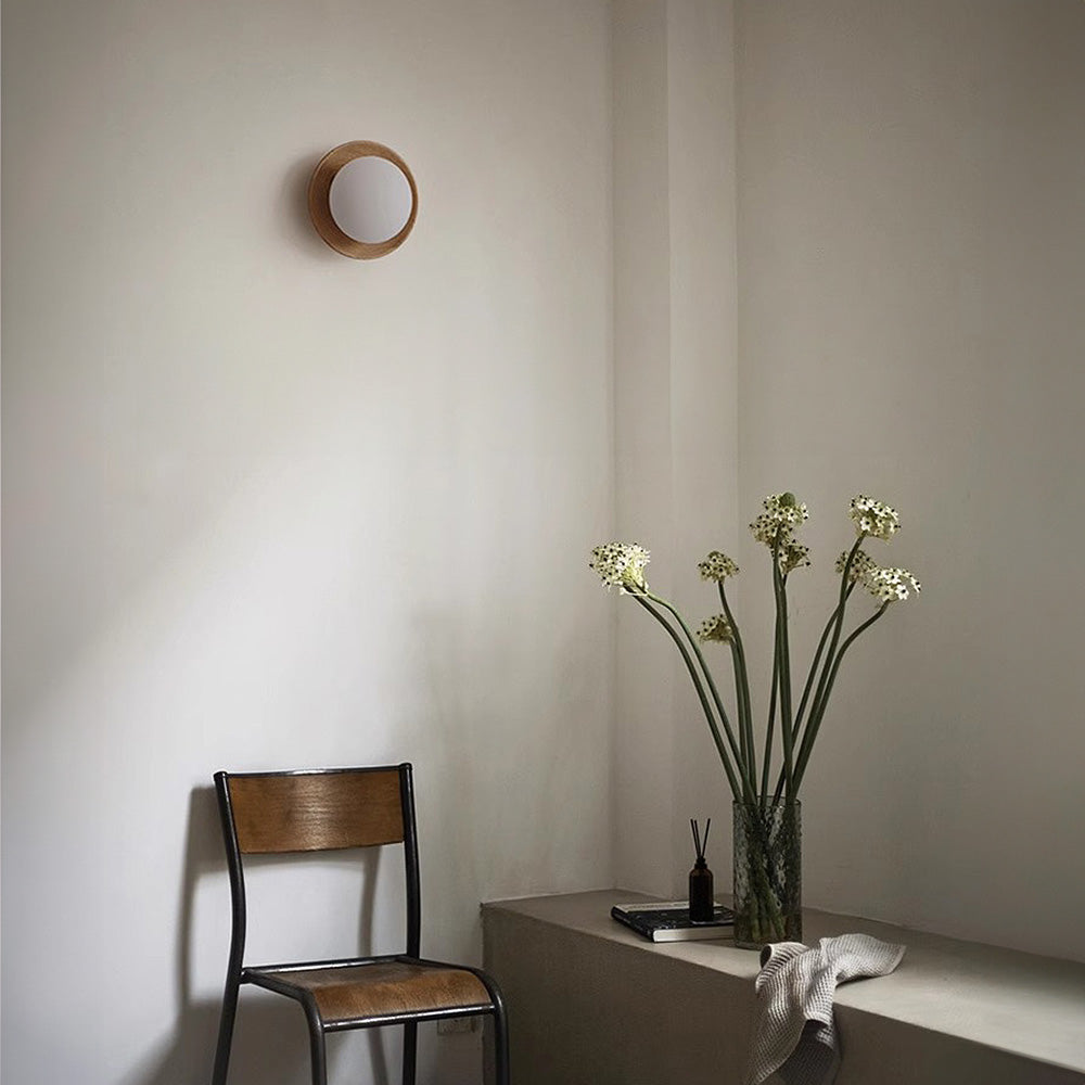 Natural Wood White Wall Light