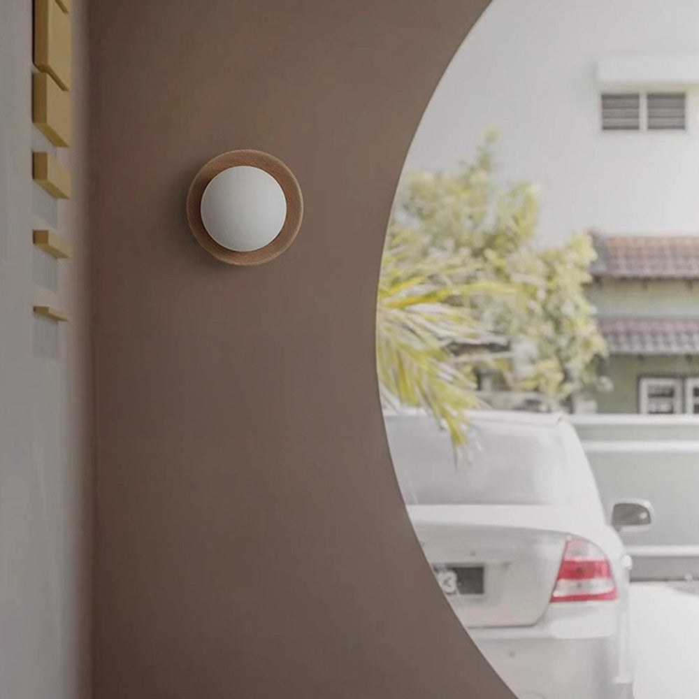 Natural Wood White Wall Light