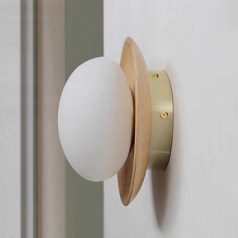 Natural Wood White Wall Light