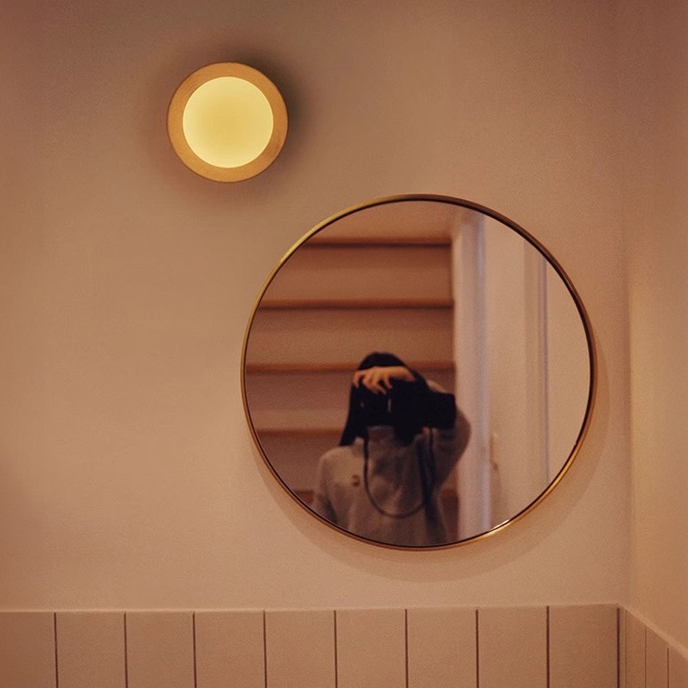 Natural Wood White Wall Light