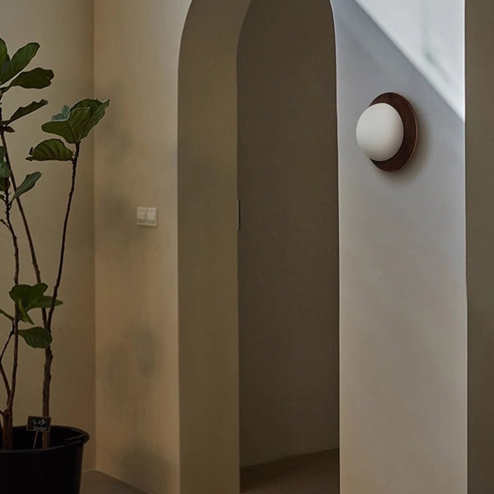 Natural Wood White Wall Light
