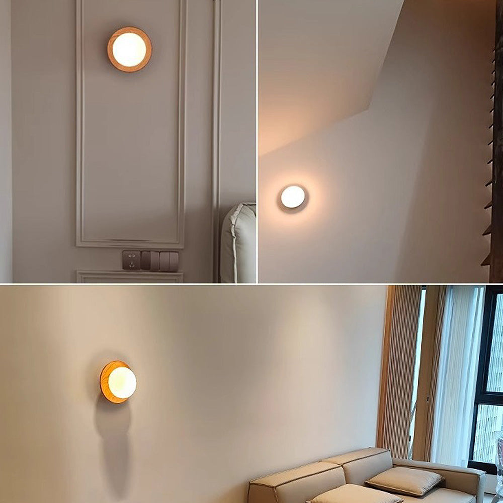 Natural Wood White Wall Light