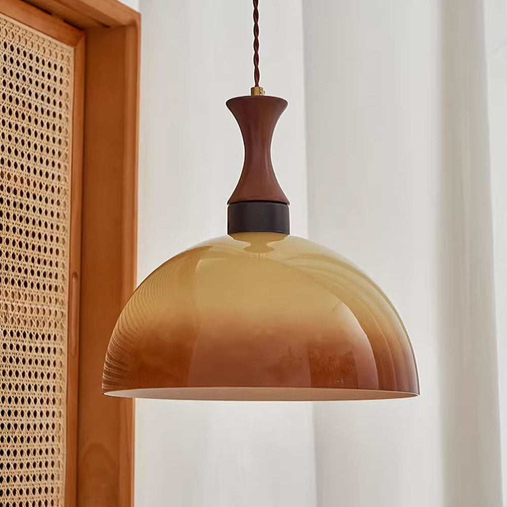 Retro Amber Glass Farmhouse Pendant