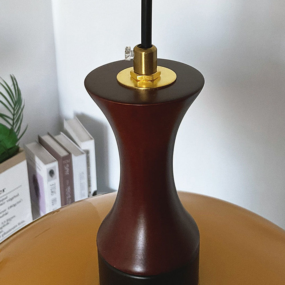 Retro Amber Glass Farmhouse Pendant