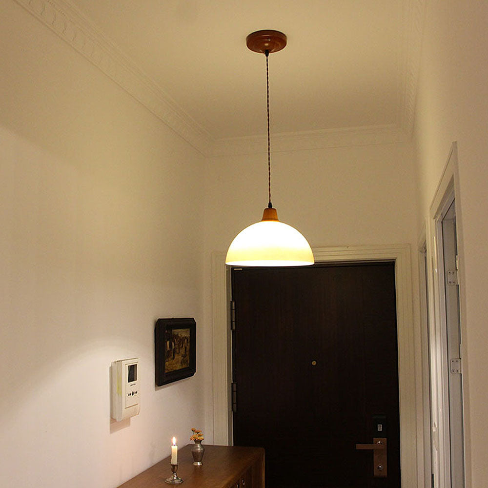 Retro Amber Glass Farmhouse Pendant
